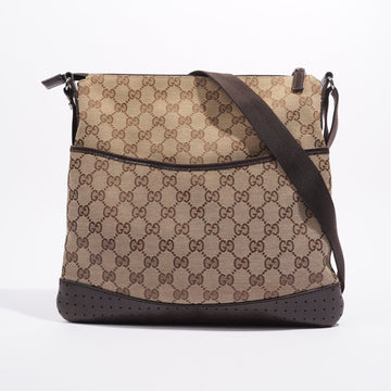 Gucci Womens GG Canvas Shoulder Bag Supreme / Brown