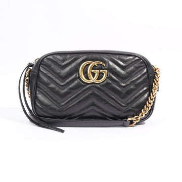 Gucci Womens Marmont GG Bag Black Leather Small