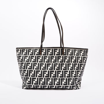 Fendi Womens Zucca Tote Bag Black / White