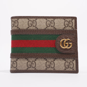 Gucci Mens Bi Fold Web Wallet Brown Canvas