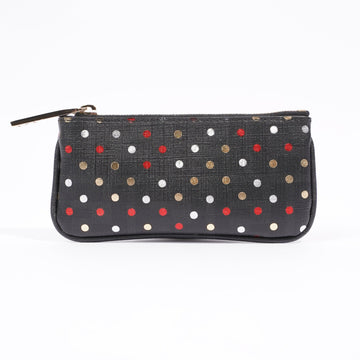 Fendi Womens Polka Dot Purse Black Leather