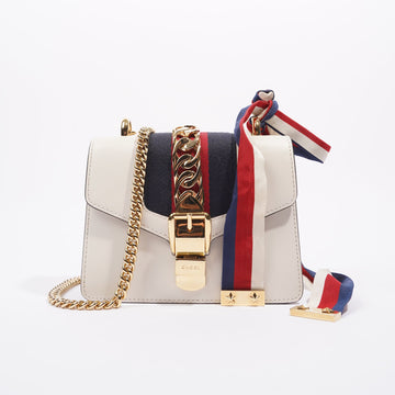 Gucci Womens Sylvie Chain Bag White / Navy / Red Mini