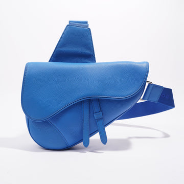 Christian Dior Saddle Bag Blue Leather