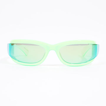 Bottega Veneta Womens Narrow Sunglasses Green / White Acetate 130