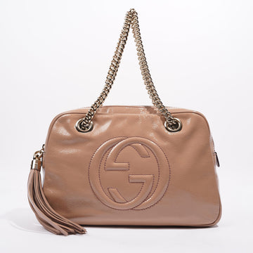 Gucci Womens Soho Chain Bag Nude Leather Medium