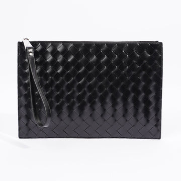 Bottega Veneta Intrecciato Pouch Black Leather Medium