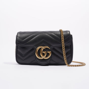 Gucci Womens Marmont Flap Black / Gold Super Mini