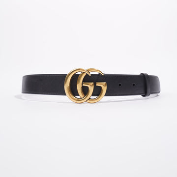 Gucci Womens Skinny Marmont Belt Black / Gold 85cm / 34