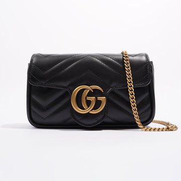 Gucci Womens Marmont Bag Black Leather Super Mini