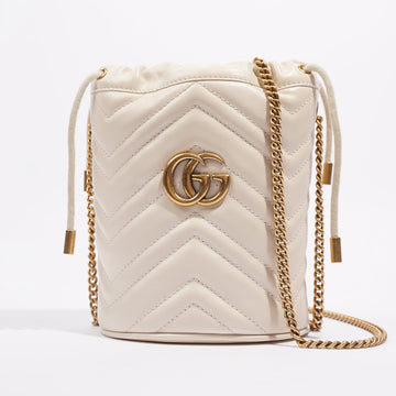 Gucci Womens Marmont Bucket Bag White / Gold
