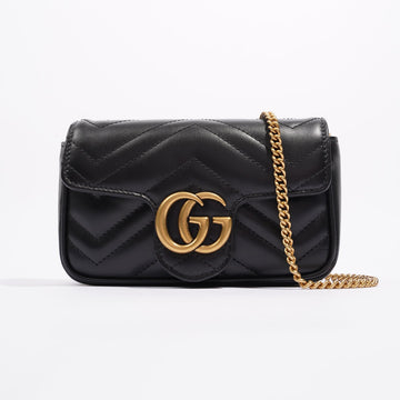 Gucci Womens Marmont Bag Black Leather Super Mini