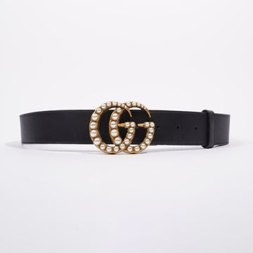 Gucci Womens Marmont Belt With Pearls Black / Gold 95-38