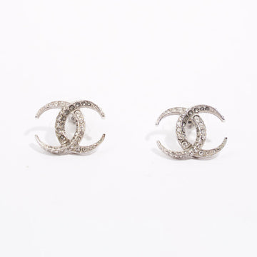 Chanel Womens CC Earrings Silver