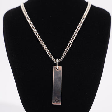 Gucci Mens Double Chain With Pendant Bar Silver