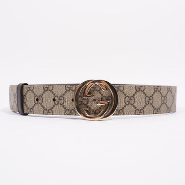 Gucci Womens Interlocking GG Belt Brown Canvas 80