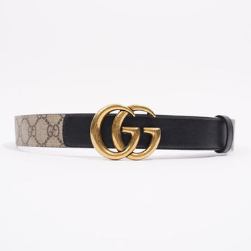 Gucci Womens GG with Double G Belt Black / Brown Canvas / Leather 75