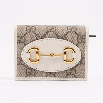 Gucci Womens Horsebit 1955 Wallet Cream / Brown Canvas / Leather Small