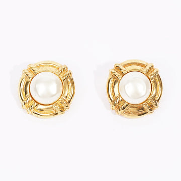 Chanel Womens Gripoux Pearl Earrings Gold