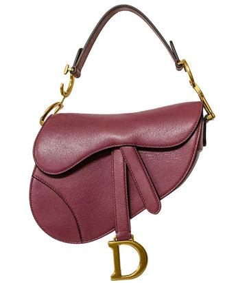 DIOR Small Burgundy Saddle Handbag