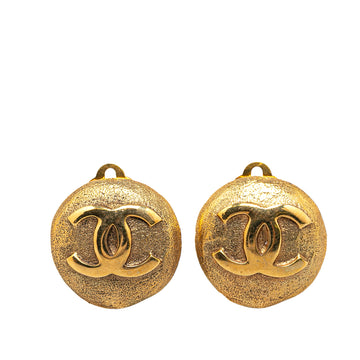 CHANEL Gold Plated CC Clip On Earrings Costume Earrings