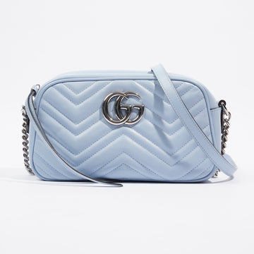 Gucci Marmont Zip Baby Blue Matelasse Leather Small