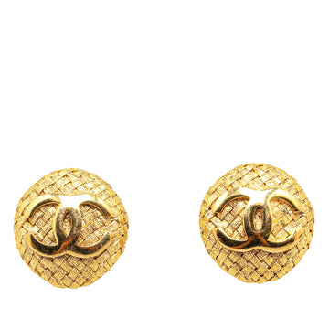 CHANEL Gold Plated CC Clip-On Earrings Costume Earrings