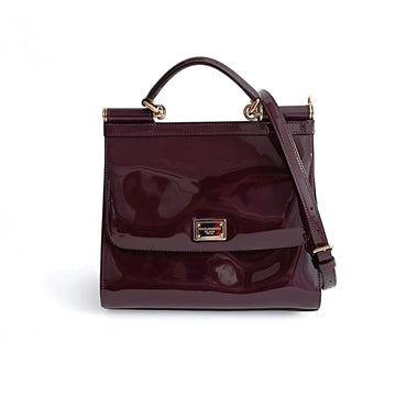 DOLCE & GABBANA Sicily Grande shoulder bag in purple patent leather