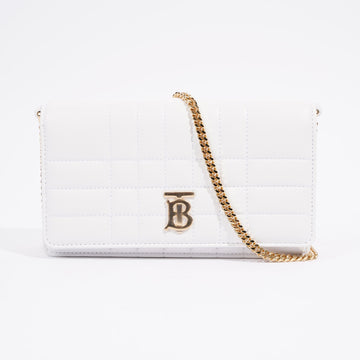 Burberry Lola Clutch White Lambskin Leather