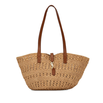 SAINT LAURENT Small Raffia Crochet Panier Tote Bag