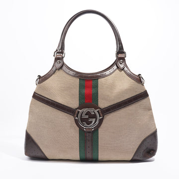 Gucci Interlocking G Shoulder Bag Beige / Brown Canvas