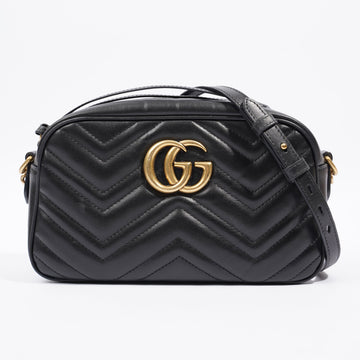 Gucci GG Marmont Zip Black Matelasse Leather Small