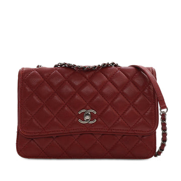 CHANEL CC Quilted Caviar Single Flap Crossbody Bag