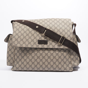 Gucci Baby Changing Bag Beige And Ebony GG Supreme Coated Canvas