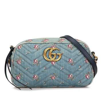 GUCCI Small GG Marmont Matelasse Denim Crossbody Crossbody Bag