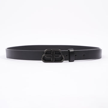 Balenciaga BB Thin Belt Black Leather 90cm