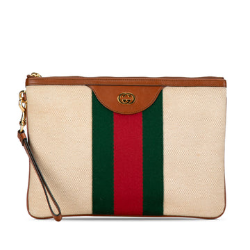 GUCCI Interlocking G Web Canvas Clutch Clutch Bag