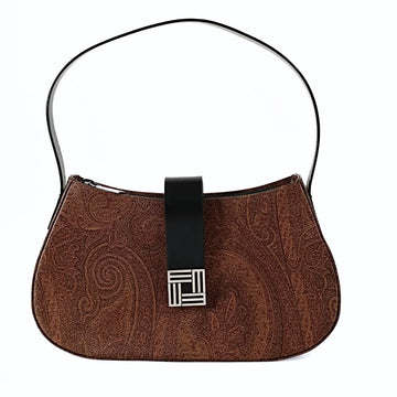 ETRO baguette shoulder bag in Paisley canvas and black leather