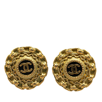 CHANEL Gold Plated CC Clip On Earrings Costume Earrings