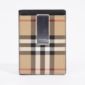 Burberry Money Clip Card Case Archive Beige Coated Canvas