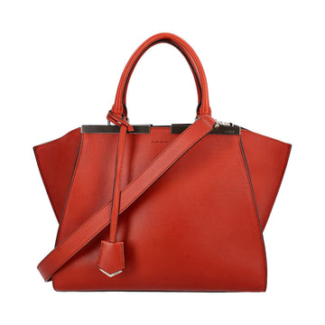 FENDI Leather 3 Jours Tote Red