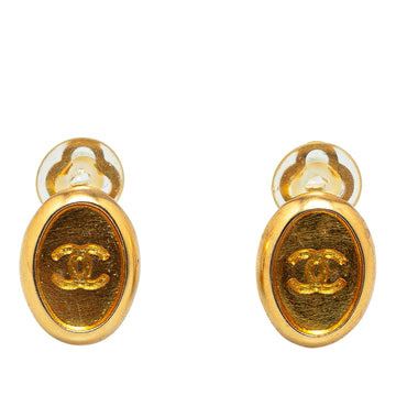 CHANEL Gold Plated CC Clip On Earrings Costume Earrings