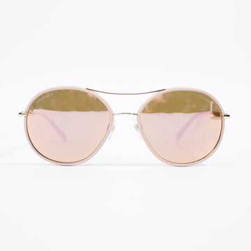 Chanel Aviator Reflective Lens Sunglasses Pale Pink Base Metal 56mm 17mm