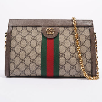 Gucci Ophidia GG Chain Shoulder Bag Supreme / Green / Red Coated Canvas Small