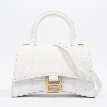 Balenciaga Hourglass White Embossed Leather XS