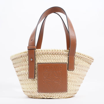 Loewe Basket Bag Straw / Brown Leather Raffia Small