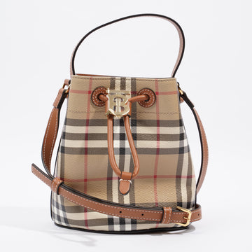 Burberry Mini TB Bucket Bag Vintage Check Coated Canvas