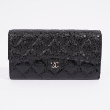 Chanel Classic Flap Wallet Black Caviar Leather Long