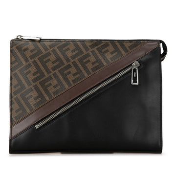 FENDI Zucca Diagonal Front Zip Clutch Clutch Bag