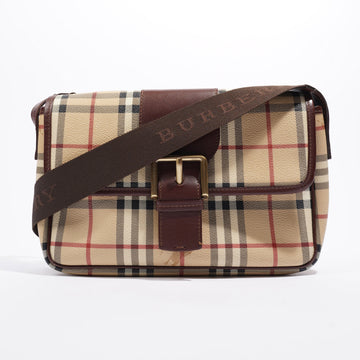 Burberry Buckle Satchel Haymarket Check Coated Canvas