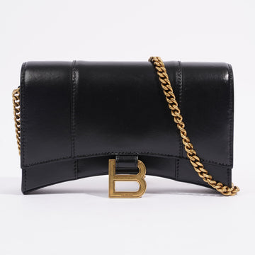 Balenciaga Hourglass Wallet On Chain Black Leather